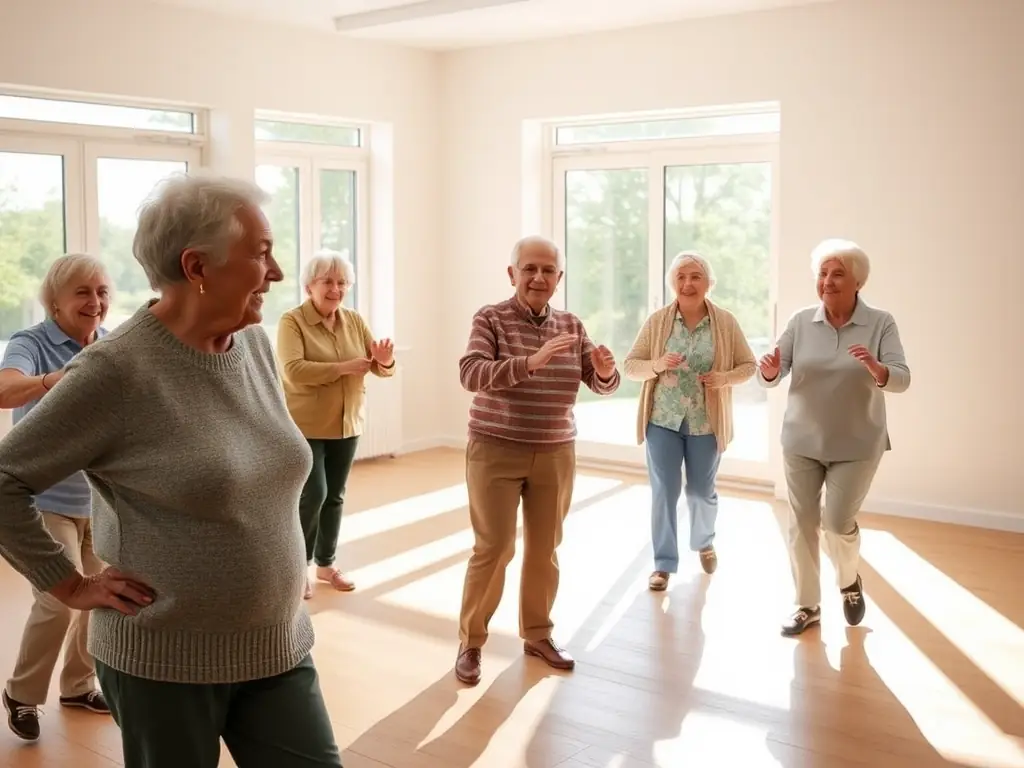 Seniors enjoying a gentle exercise class at the FRCSC, highlighting the senior-focused recreational activities.